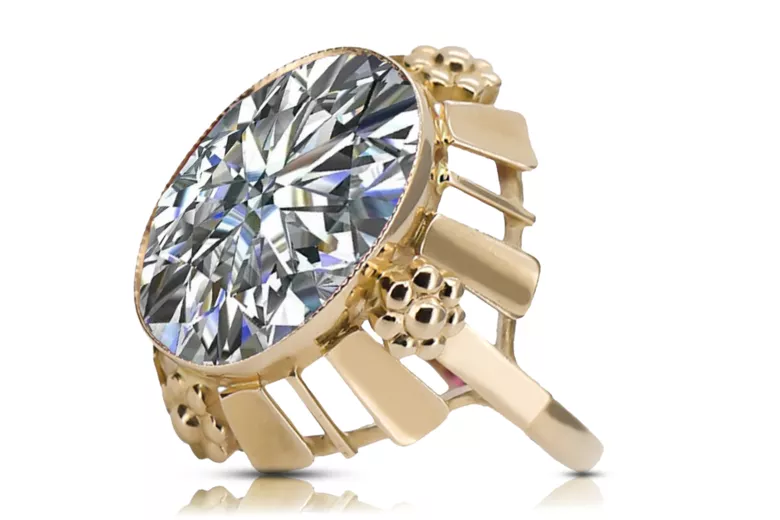 Pierścionek Cyrkonia 14k żółte złoto Styl Vintage vrc043y